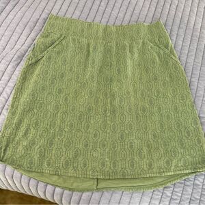 Duluth Trading Co Green and Blue A-Line Mini Skirt High-Low Casual, Size S